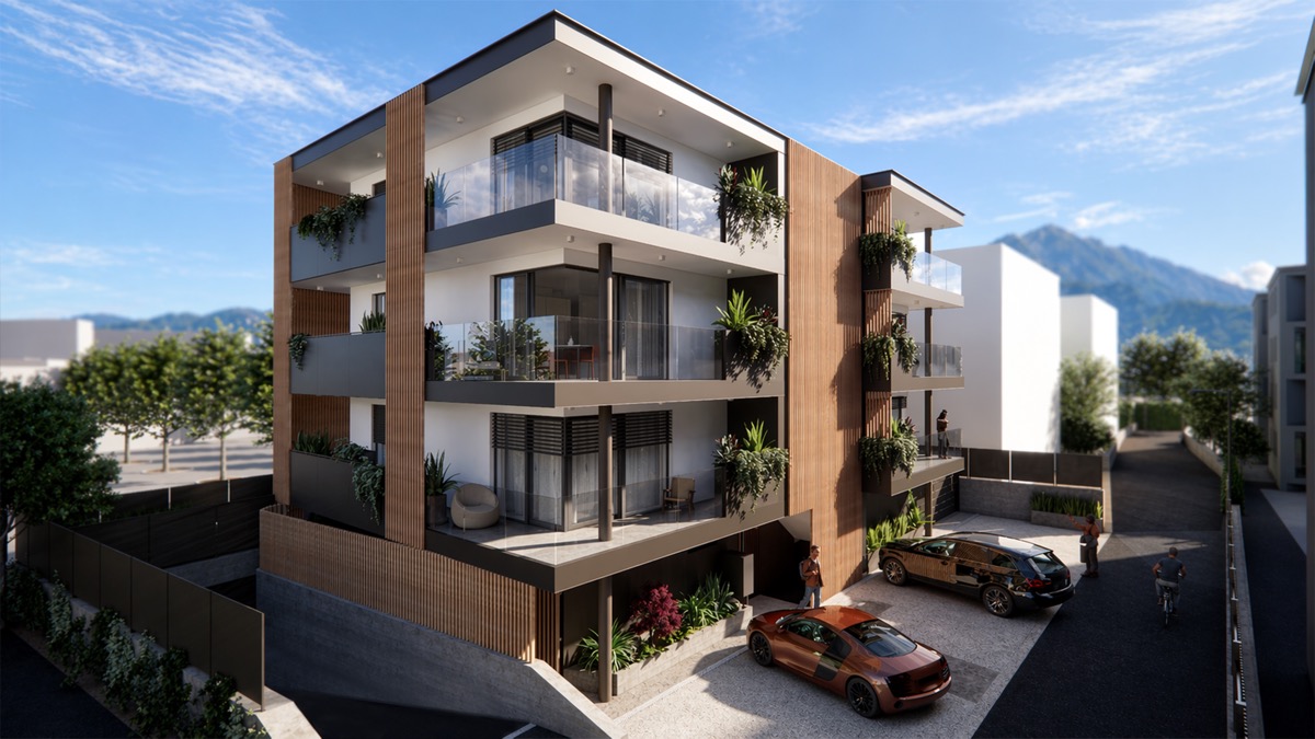 Render esterno per progetto residenziale Tigli